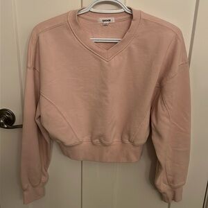 Garage blush pink V-neck crop sweatshirt, size XS